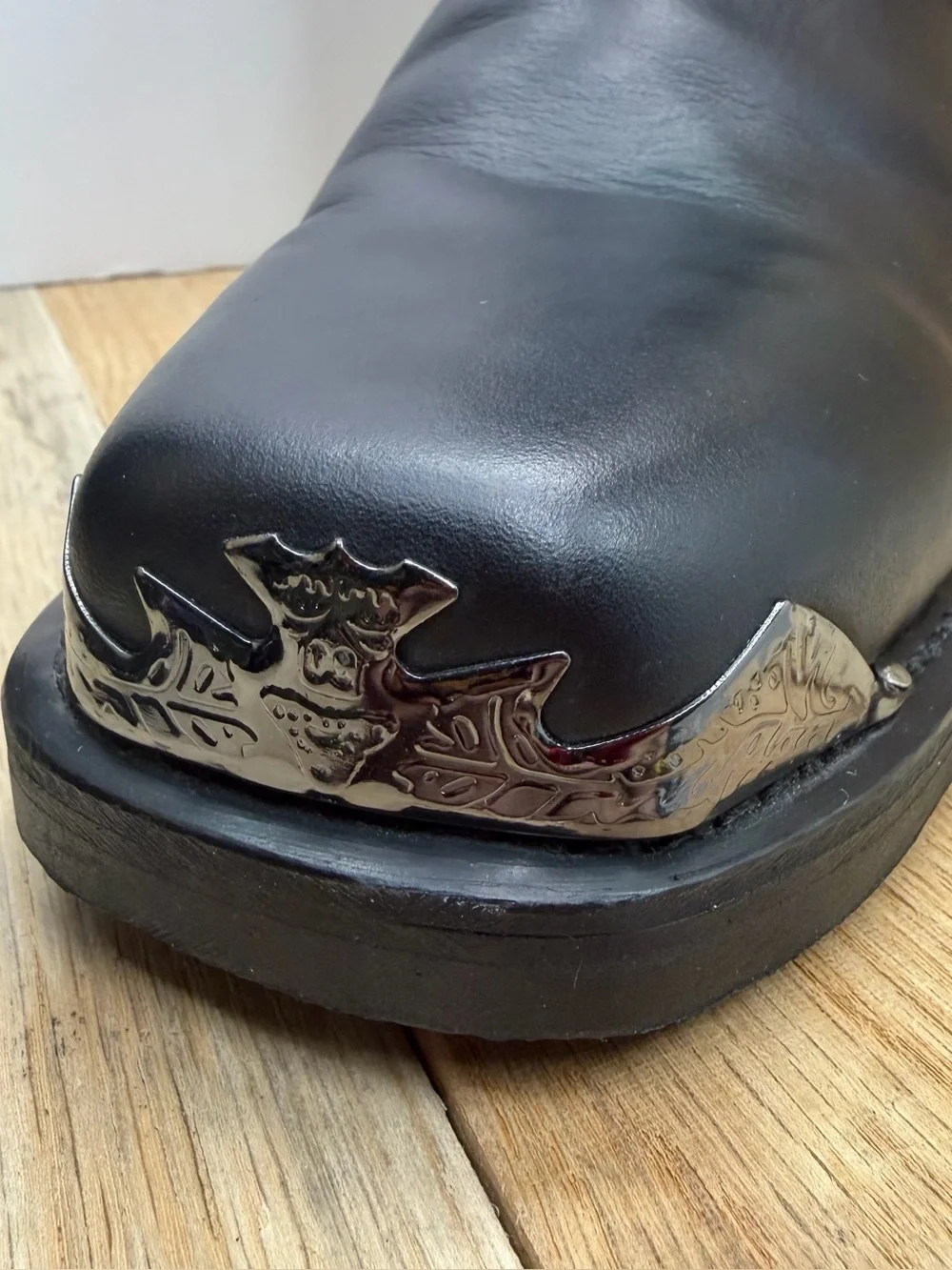 DINGO BLACK LEATHER SQUARE TOE EAGLE HARNESS MOTORCYCLE BOOTS DI19053 MENS 10D